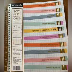 2023-2024 Teacher Planner, 12-month tabs, monthly & weekly format